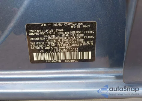 2021 Subaru Crosstrek Premium из США, поврежденный, VIN JF2GTAEC4MH359844